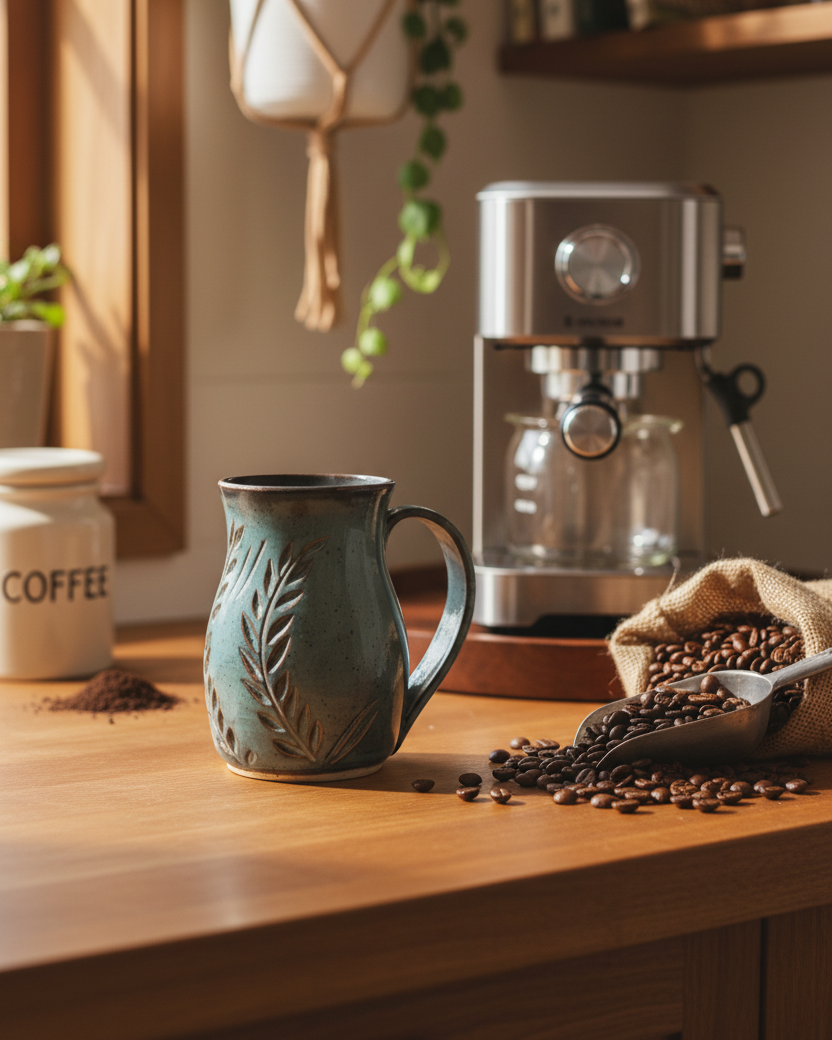 Wheat Design Mug Denim Blue