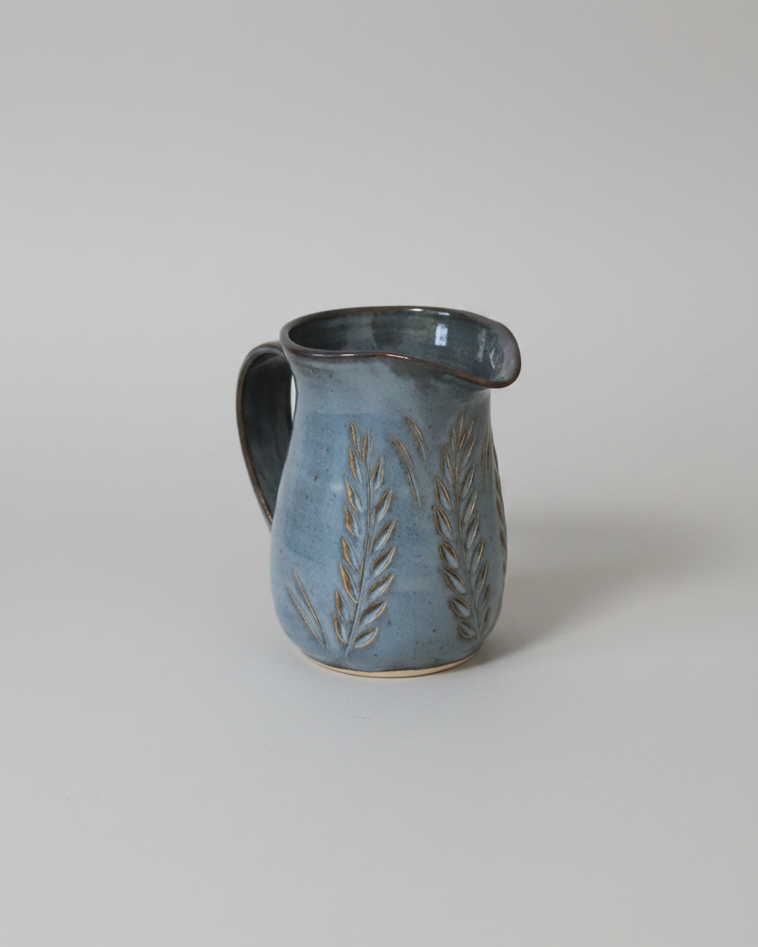 Wheat Design Pitcher Crystal Blue