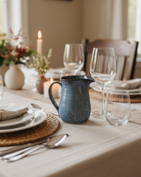Wheat Design Pitcher Crystal Blue