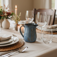 Wheat Design Pitcher Crystal Blue