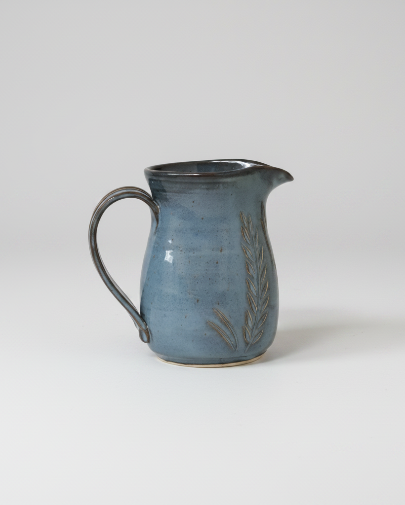 Wheat Design Pitcher Crystal Blue