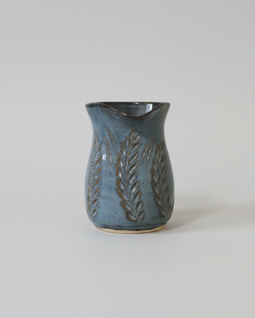 Wheat Design Pitcher Crystal Blue