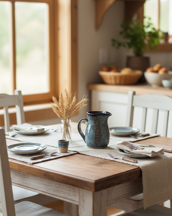 Wheat Design Pitcher Denim Blue Small