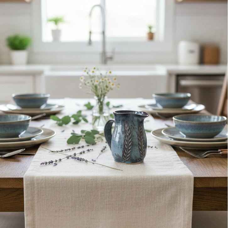 Wheat Design Pitcher Denim Blue Small