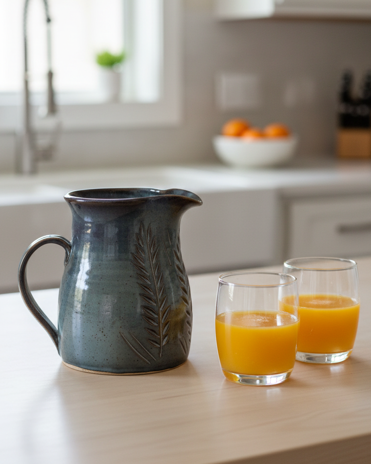 Wheat Design Pitcher Denim Blue Large