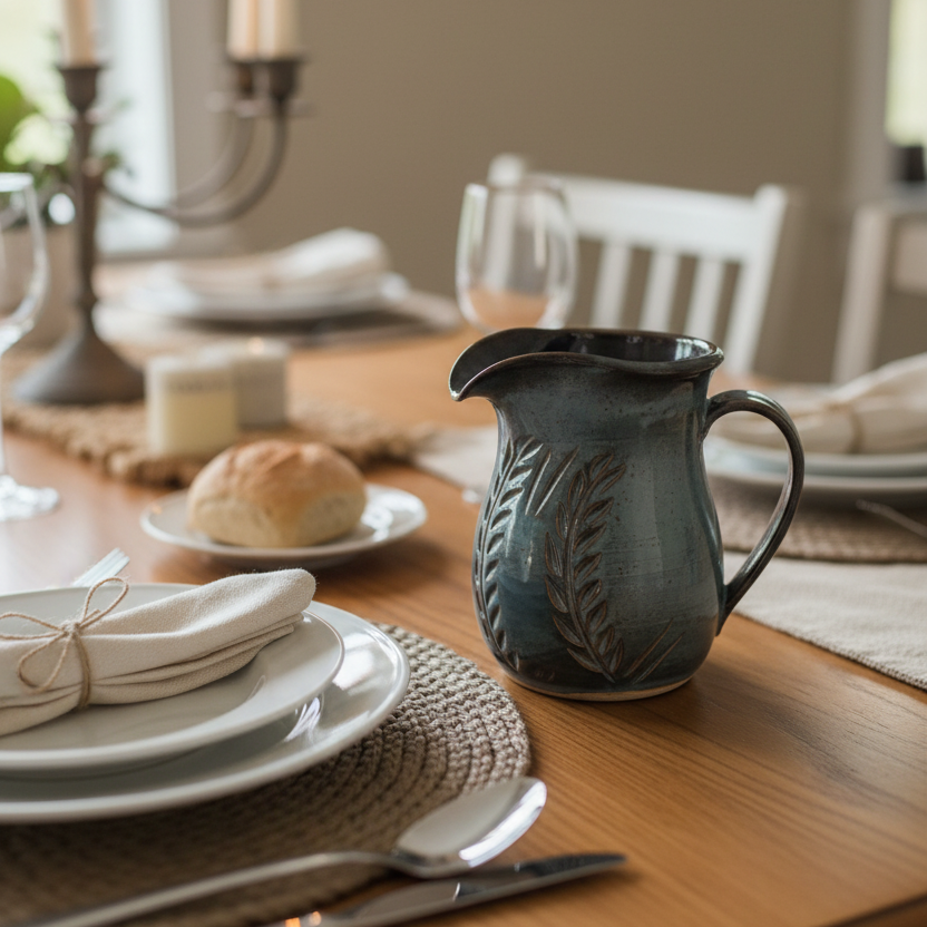 Wheat Design Pitcher Midnight Blue