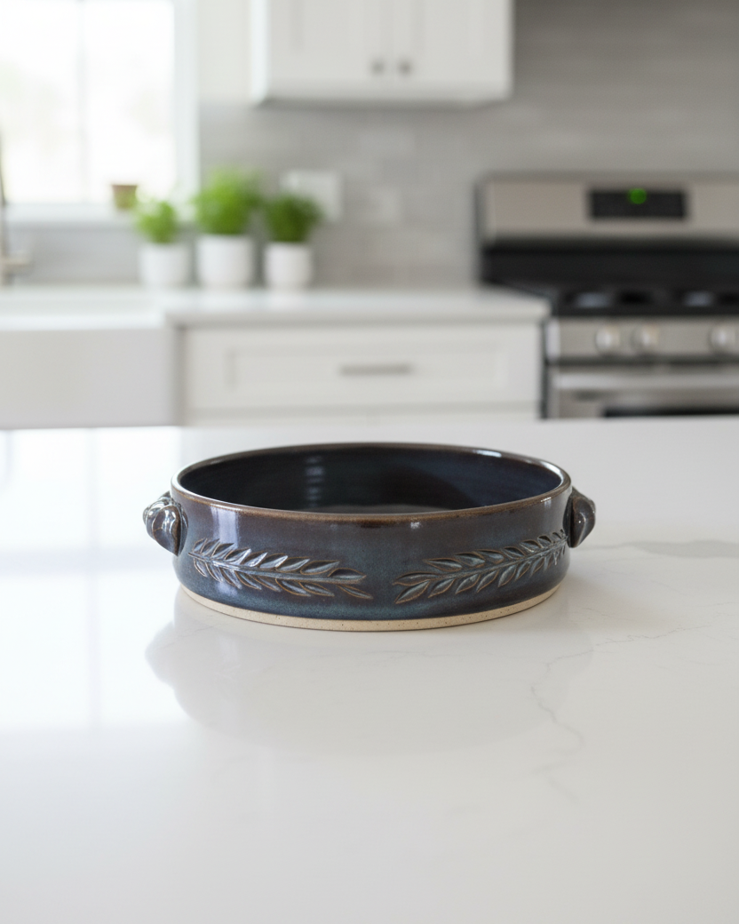 Wheat Design Signature Platter Midnight Blue