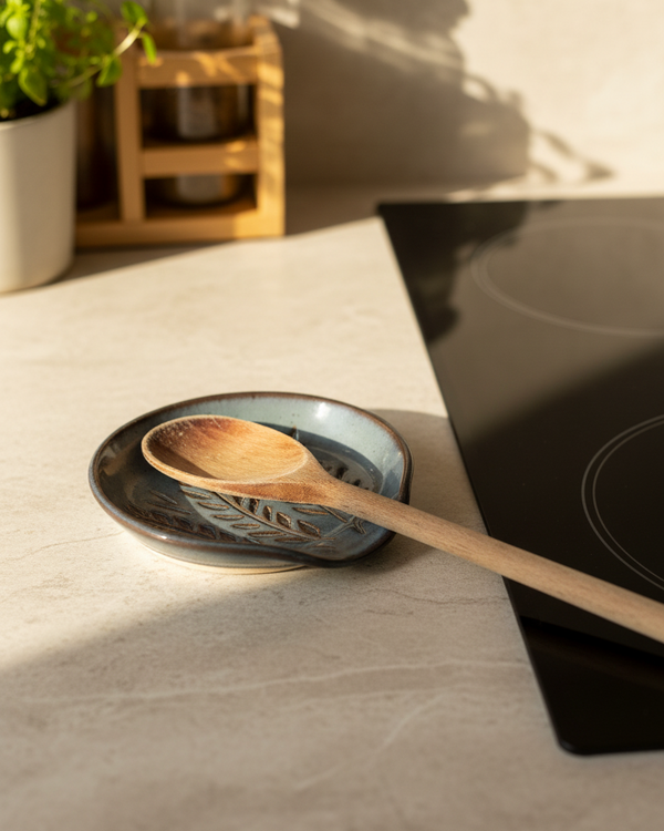Wheat Design Spoon Rest Midnight Blue