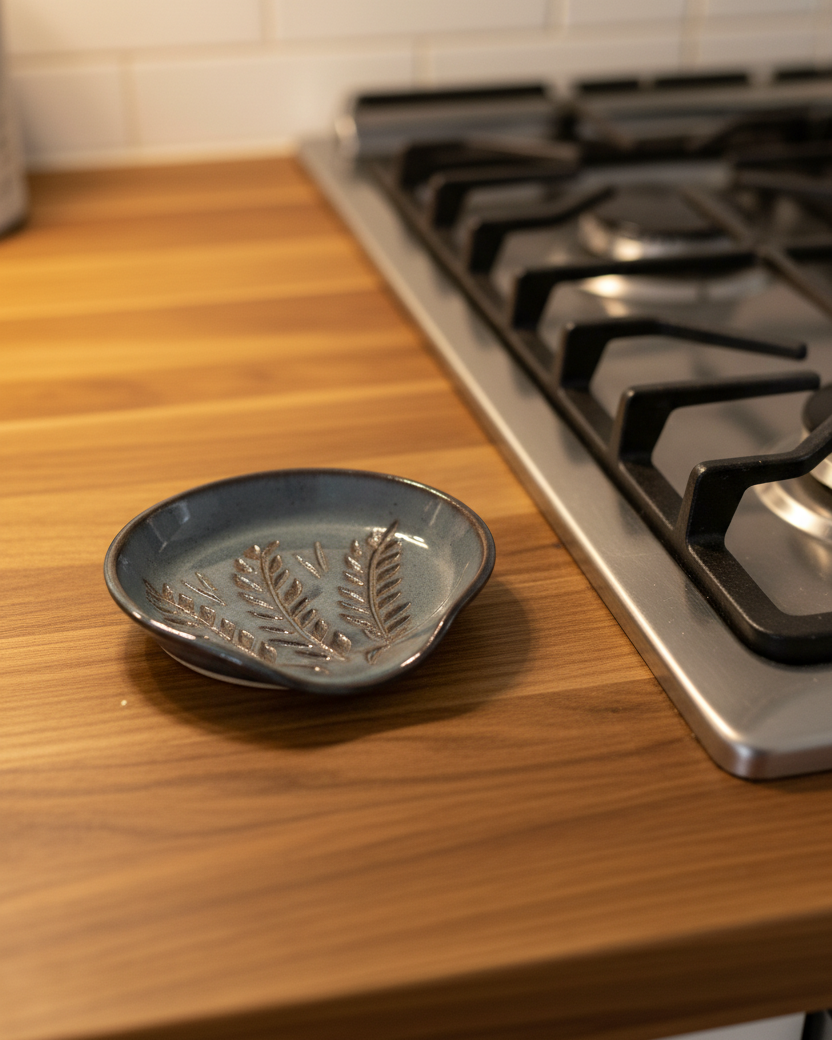 Wheat Design Spoon Rest Midnight Blue