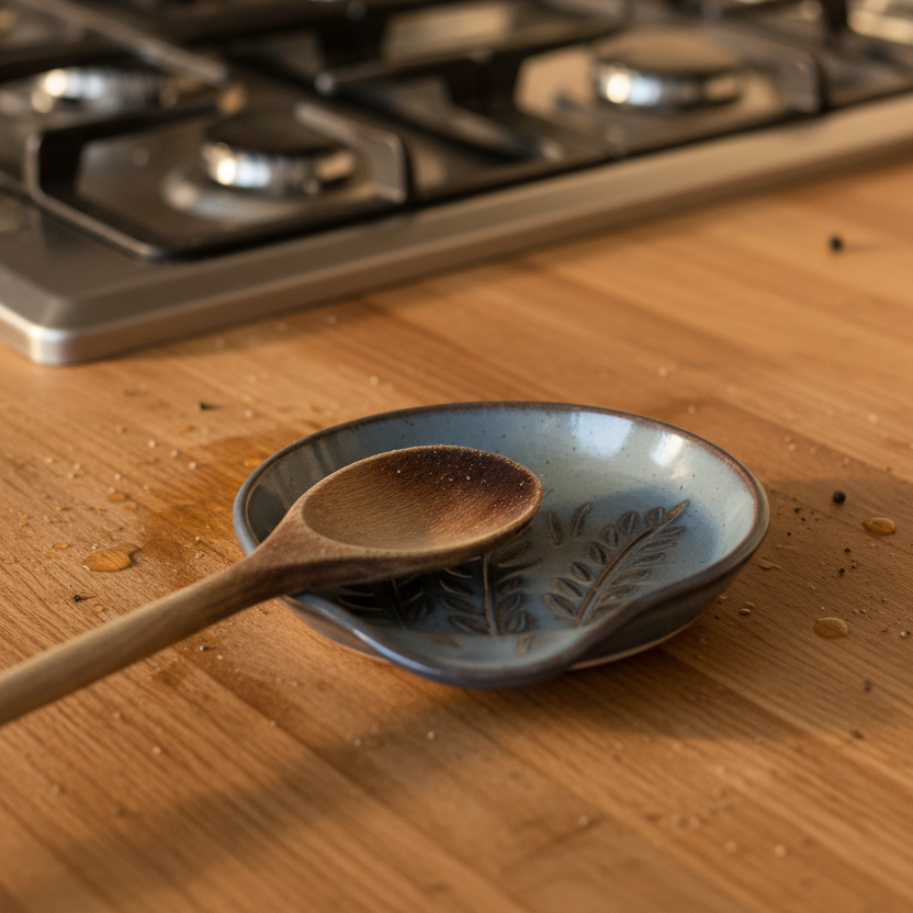 Wheat Design Spoon Rest Midnight Blue