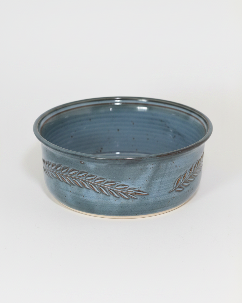 Wheat Design Straight Sided Server Crystal Blue
