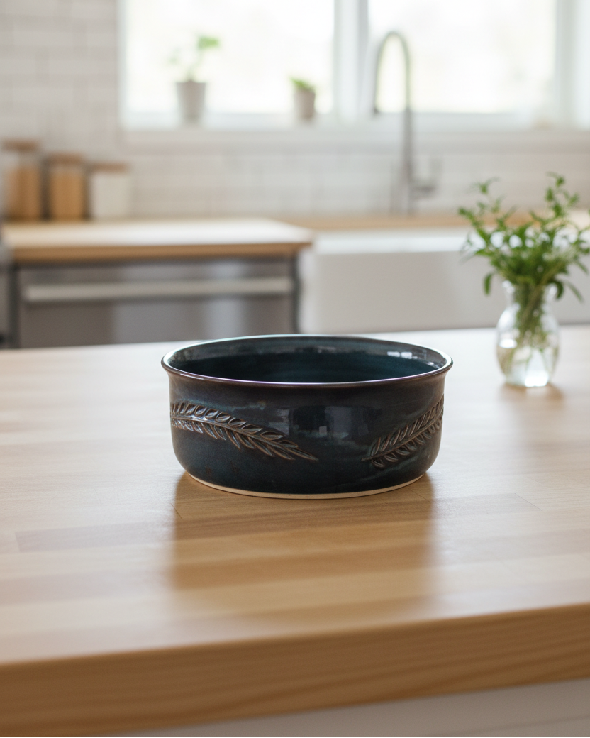 Wheat Design Straight Sided Server Midnight Blue