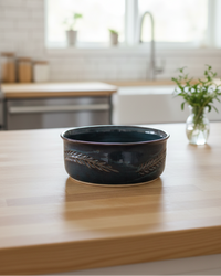 Wheat Design Straight Sided Server Midnight Blue