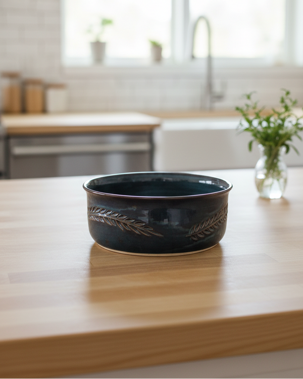 Wheat Design Straight Sided Server Midnight Blue