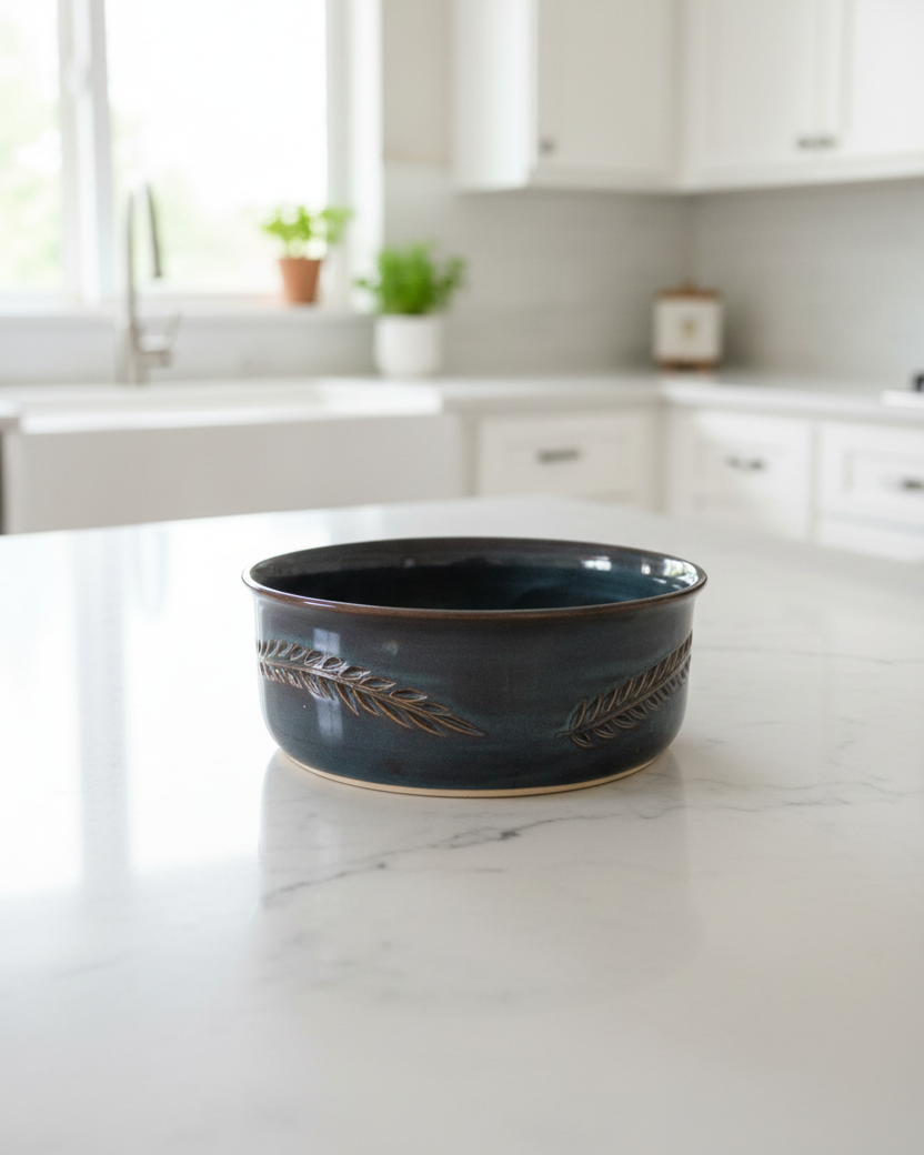 Wheat Design Straight Sided Server Midnight Blue