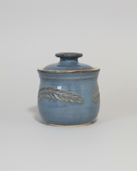 Wheat Design Sugar Bowl Crystal Blue