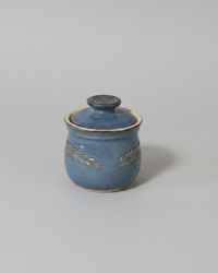 Wheat Design Sugar Bowl Crystal Blue