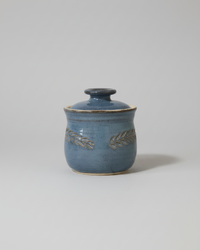 Wheat Design Sugar Bowl Crystal Blue