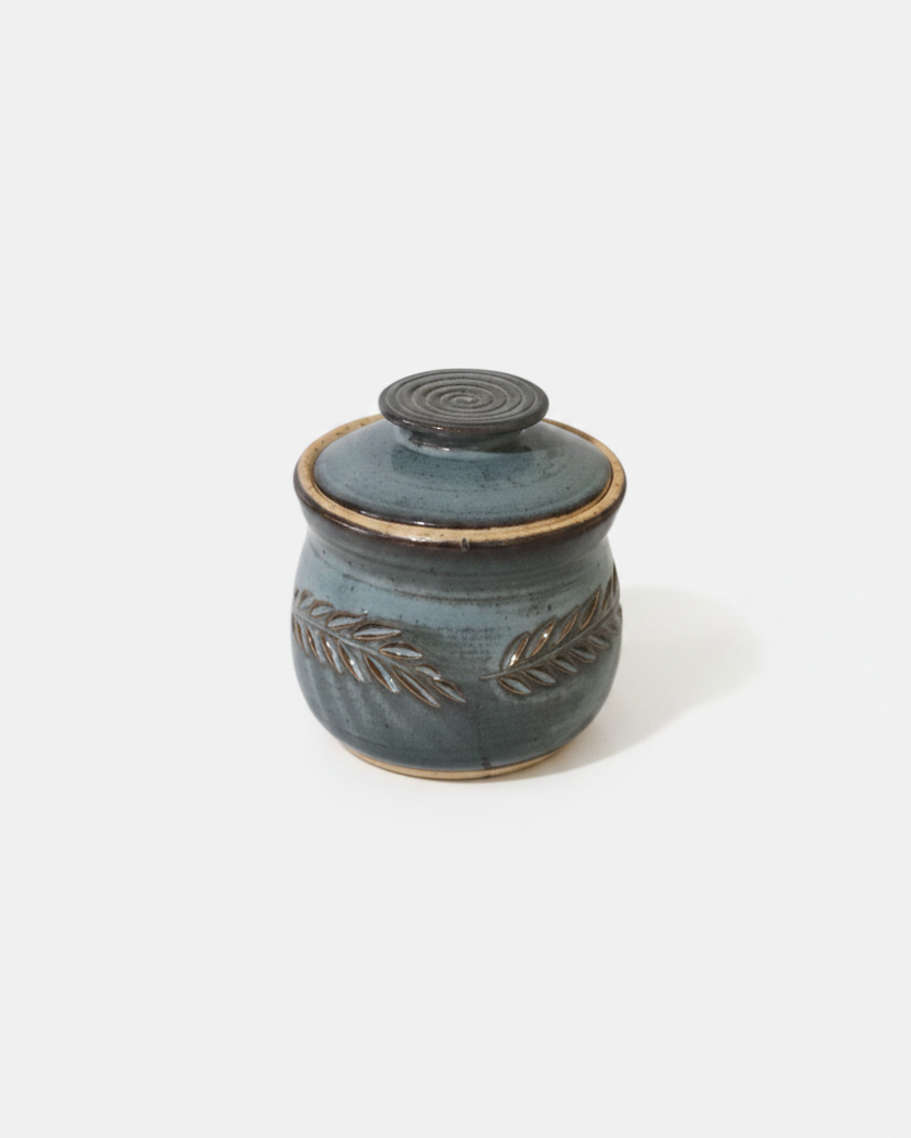 Wheat Design Sugar Bowl Denim Blue