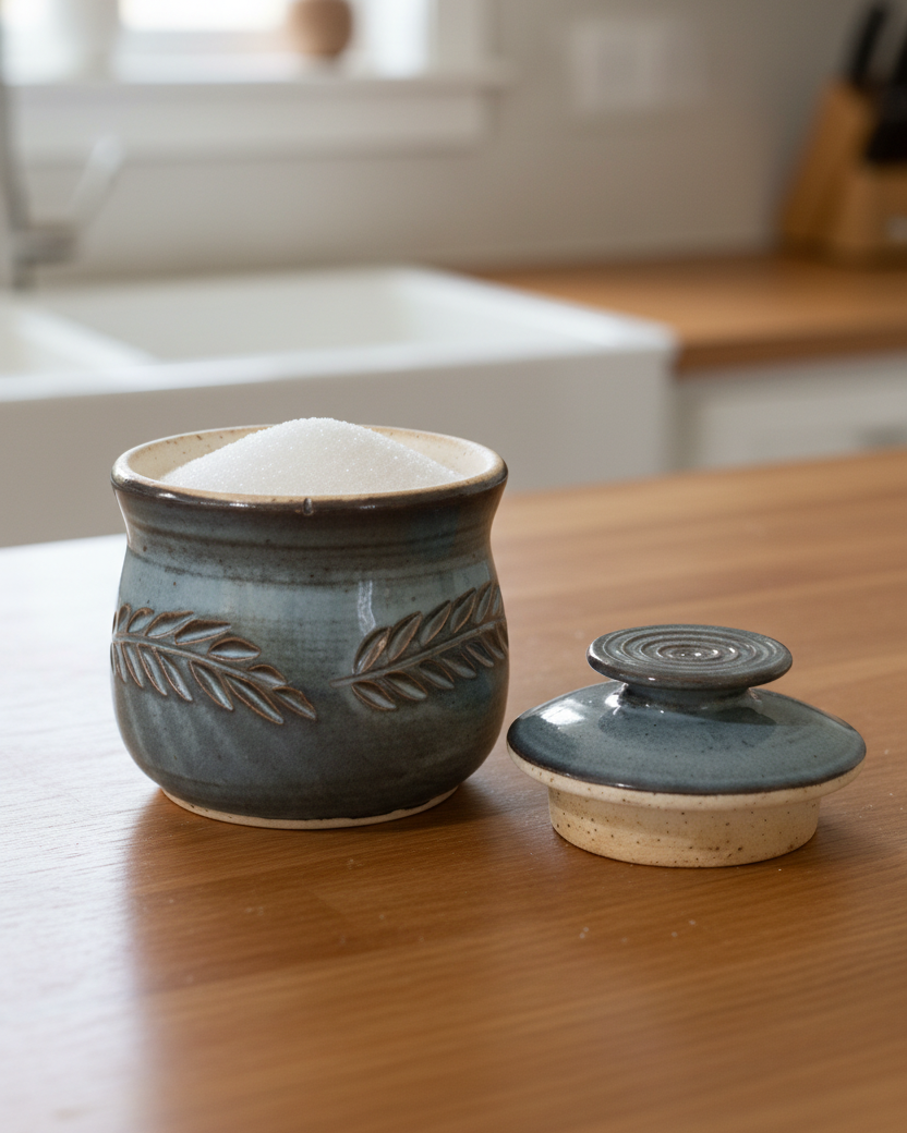 Wheat Design Sugar Bowl Denim Blue