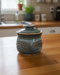 Wheat Design Sugar Bowl Denim Blue