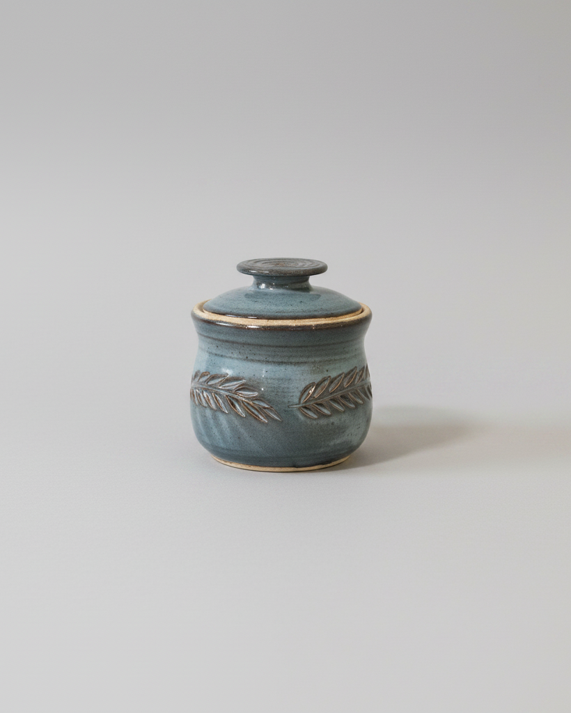 Wheat Design Sugar Bowl Denim Blue