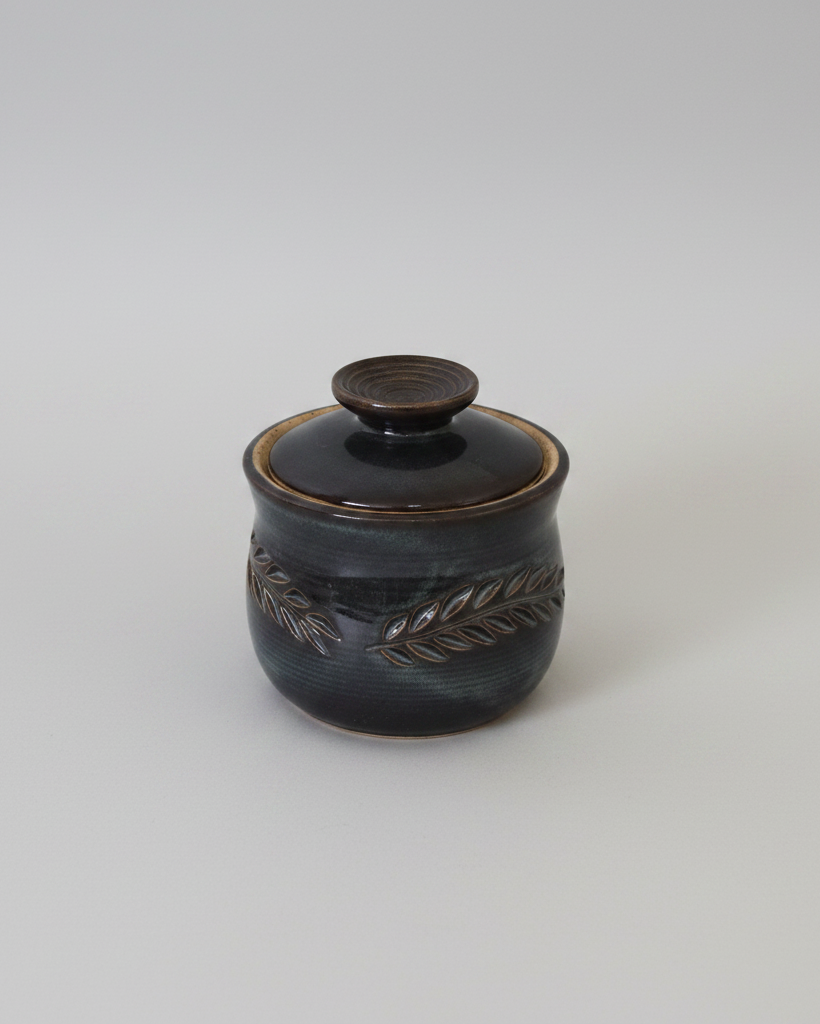Wheat Design Sugar Bowl Midnight Blue
