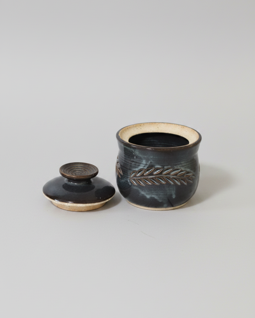 Wheat Design Sugar Bowl Midnight Blue