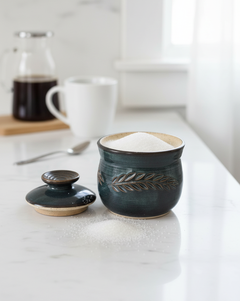 Wheat Design Sugar Bowl Midnight Blue