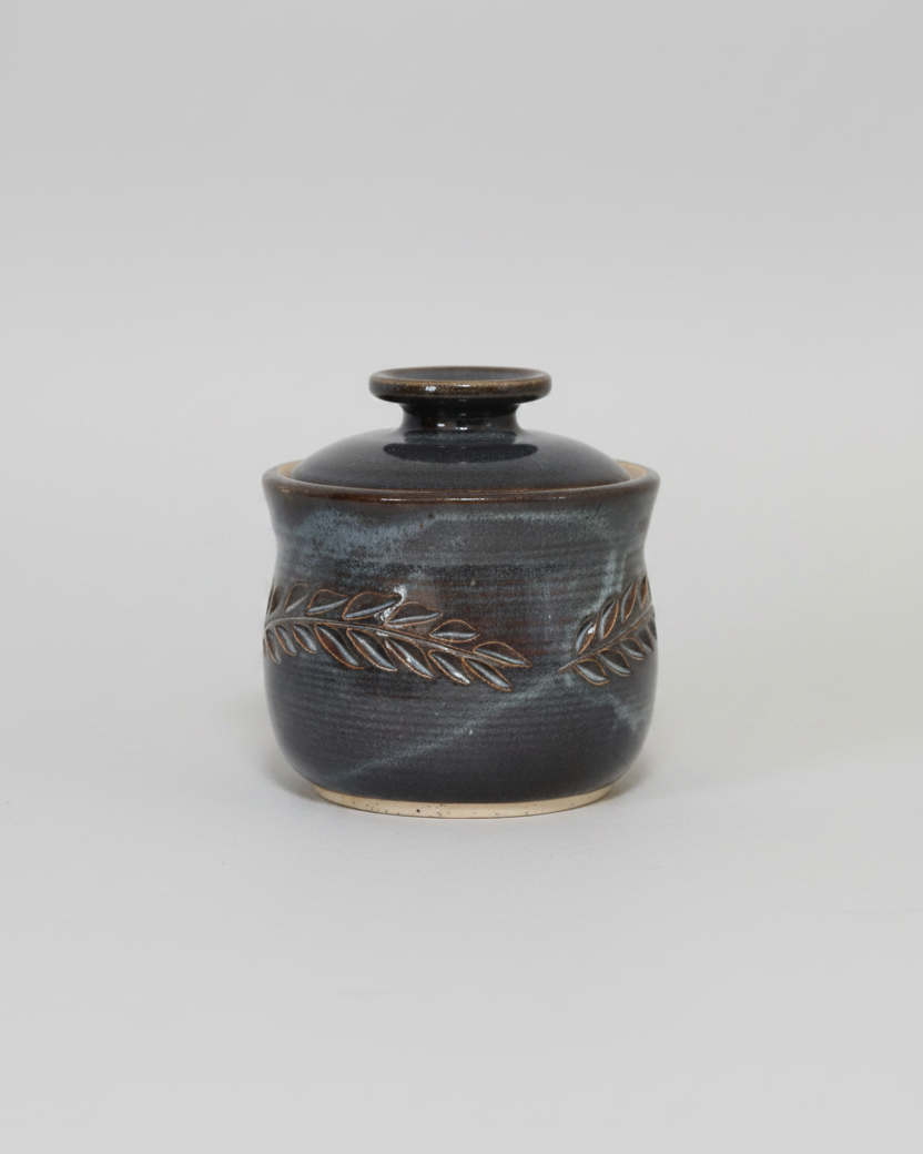 Wheat Design Sugar Bowl Midnight Blue