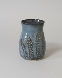 Wheat Design Vase Crystal Blue
