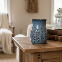 Wheat Design Vase Crystal Blue