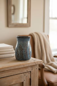 Wheat Design Vase Crystal Blue