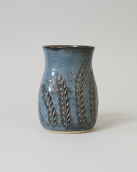 Wheat Design Vase Crystal Blue