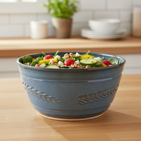 Wheat Design Bowl Crystal Blue 10"Dia
