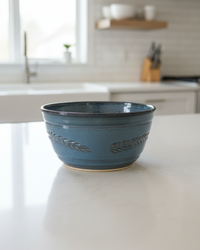 Wheat Design Bowl Crystal Blue 10"Dia