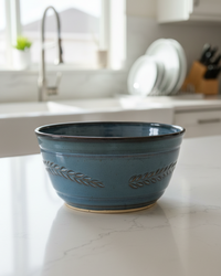 Wheat Design Bowl Crystal Blue 10"Dia