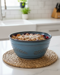 Wheat Design Bowl Crystal Blue 10"Dia