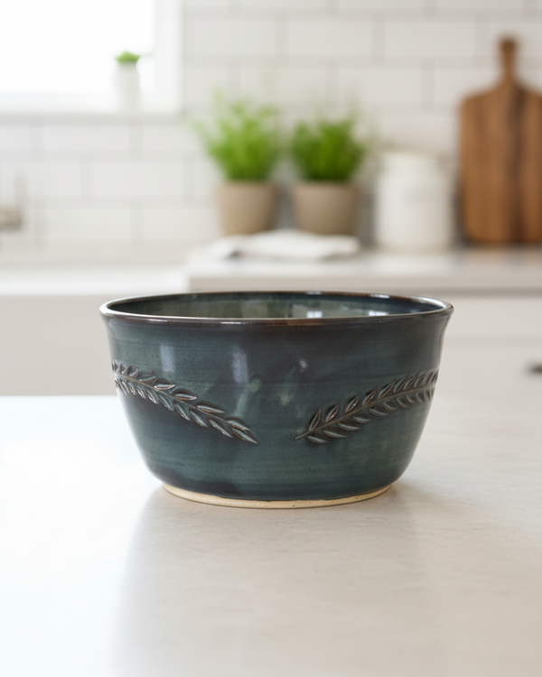 Wheat Design Bowl Midnight Blue 9"Dia