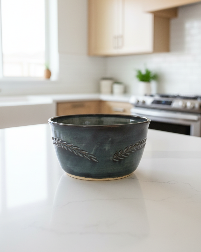 Wheat Design Bowl Midnight Blue 9"Dia