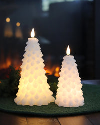 White LED Glitter Christmas Tree Candle