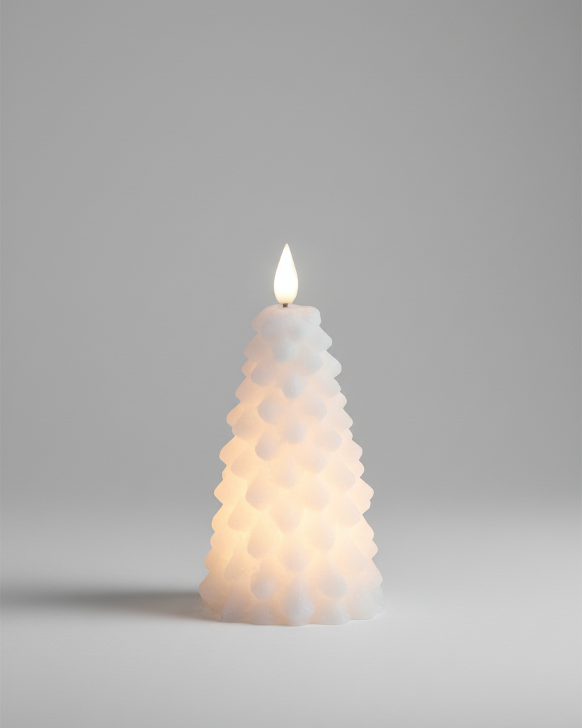 White LED Glitter Christmas Tree Candle