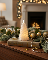 White LED Glitter Christmas Tree Candle
