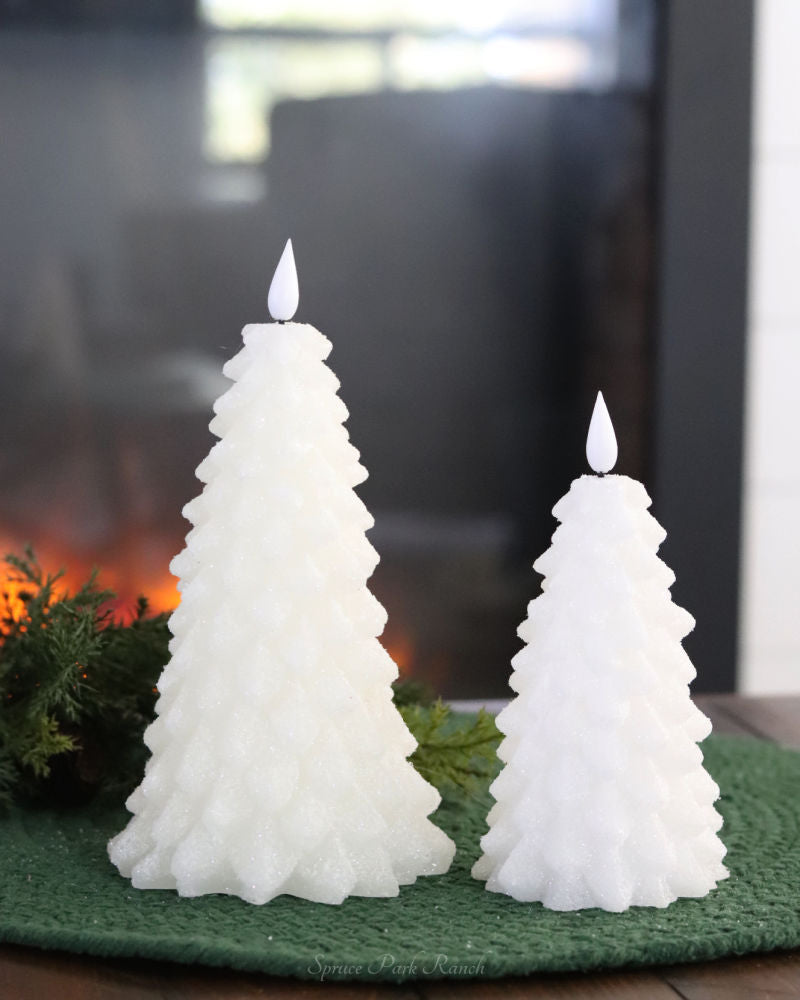 White LED Glitter Christmas Tree Candle