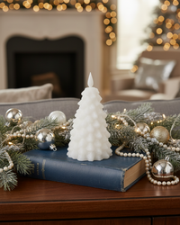 White LED Glitter Christmas Tree Candle