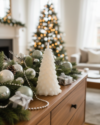 White LED Glitter Christmas Tree Candle