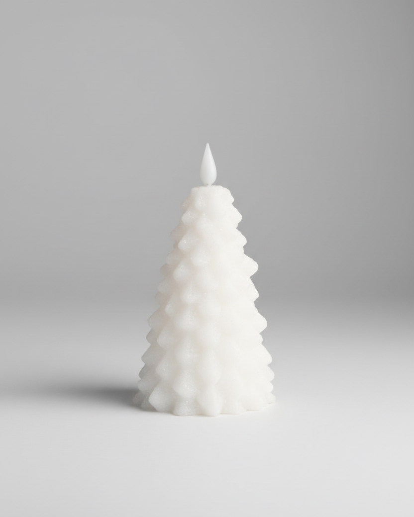 White LED Glitter Christmas Tree Candle