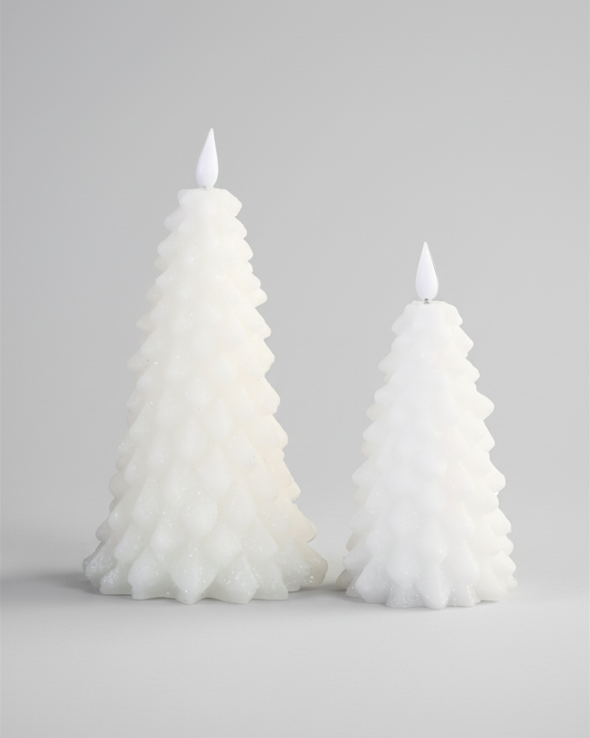 White LED Glitter Christmas Tree Candle