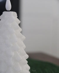 White LED Glitter Christmas Tree Candle