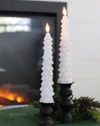 White LED Glitter Christmas Tree Taper Candle